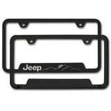 Au-Tomotive Gold Genuine JEEP Laser Etched Logo Mountain Rugged Black Stainless Steel Cut-Out License Plate Frame GF.JEEM.ERB