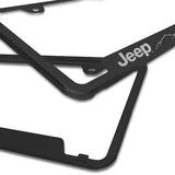 Au-Tomotive Gold Genuine JEEP Laser Etched Logo Mountain Rugged Black Stainless Steel Cut-Out License Plate Frame GF.JEEM.ERB