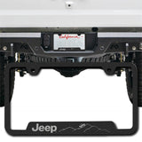 Au-Tomotive Gold Genuine JEEP Laser Etched Logo Mountain Rugged Black Stainless Steel Cut-Out License Plate Frame GF.JEEM.ERB