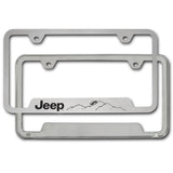 Au-Tomotive Gold Genuine JEEP Laser Etched Logo Mountain Stainless Steel Cut-Out License Plate Frame GF.JEEM.ES