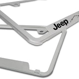 Au-Tomotive Gold Genuine JEEP Laser Etched Logo Mountain Stainless Steel Cut-Out License Plate Frame GF.JEEM.ES