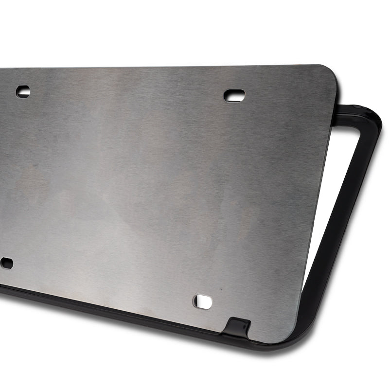 Objet Personnalis&eacute; Personalized Laser Engraved - T304 Stainless Steel, Black Chrome Finish License Plate Frame