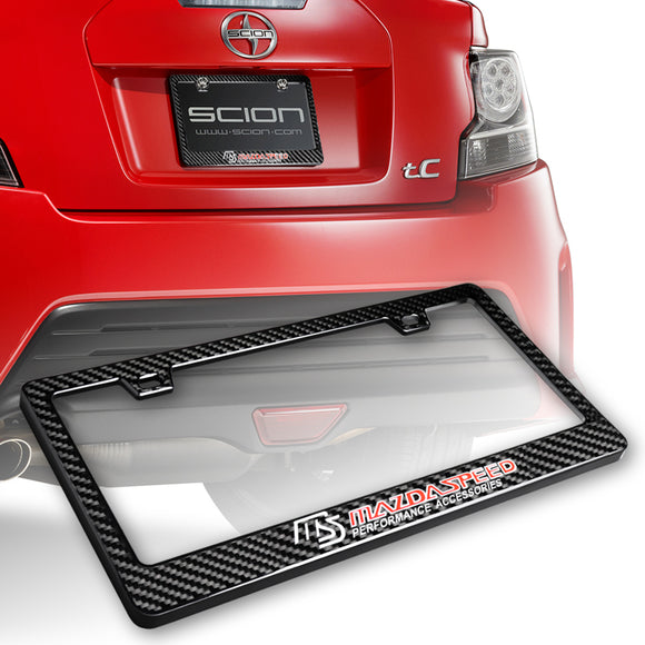 Mazdaspeed 100% Real Carbon Fiber License Plate Frame with Caps & Screws