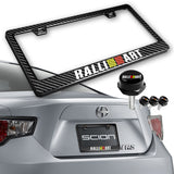 Ralliart 100% Real Carbon Fiber License Plate Frame 2 pcs with Caps Bolts & Screws SET