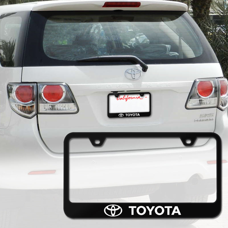 thumbnail image 2 of Black Stainless Steel License Plate Frame With 3D Toyota Emblem – Rust Free + Screw Caps 2 of 4