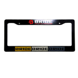 JDM BRIDE Black ABS License Plate Frame with Caps for Honda Civic Acura 1PCS