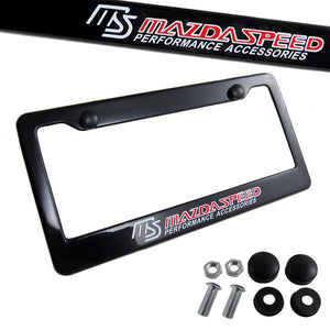 Mazdaspeed Black ABS License Plate Frame with Caps