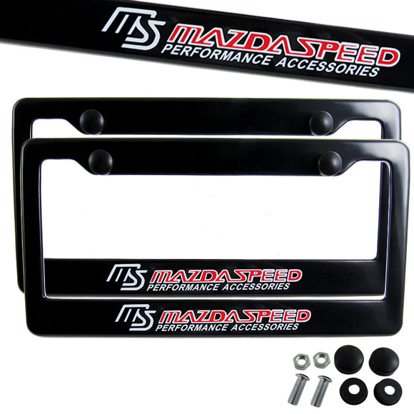Mazdaspeed Black ABS License Plate Frame with Caps x2
