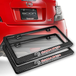 Mazdaspeed 100% Real Carbon Fiber License Plate Frame with Caps & Screws x2