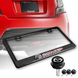 MAZDA Mazdaspeed 100% Real Carbon Fiber License Plate Frame 2 pcs with Caps Bolts & Screws SET