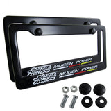 Mugen Black ABS License Plate Frame with Caps x2