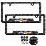 Mugen 2 pcs Carbon Fiber Look High Quality ABS License Plate Frames with Caps Bolt Screw Set