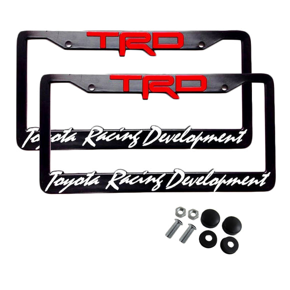 Toyota TRD Black ABS License Plate Frame with Caps x2