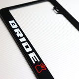 Bride Black Stainless Steel License Plate Frame with Caps & Bolts x2