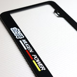 Mugen Black Stainless Steel License Plate Frame with Caps x2