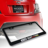 Mugen Black Stainless Steel License Plate Frame with Caps x2