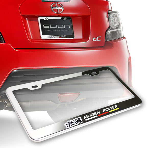 Mugen Chrome Stainless Steel License Plate Frame with Caps