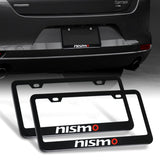 Nissan Nismo 2 pcs Black Stainless Steel License Plate Frame with Caps Bolt Screw Set