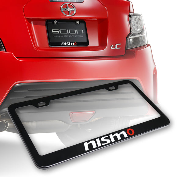 Nissan Nismo Black Stainless Steel License Plate Frame with Caps