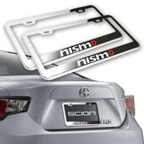 New Nissan Nismo 2 pcs Stainless Steel License Plate Frame with Caps Bolt Screw Set