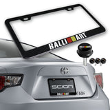 New Ralliart 2 pcs Black Stainless Steel License Plate Frame with Caps Bolt Screw Set