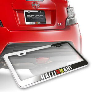 Mitsubishi Ralliart Chrome Stainless Steel License Plate Frame with Caps & Bolts