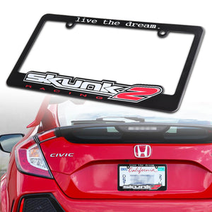 SKUNK2 RACING "LIVE the Dream" License Plate Frame + Cap for Honda Civic Acura X1