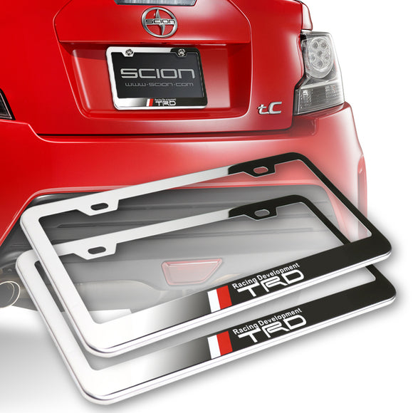 Toyota TRD 2 pcs Stainless Steel License Plate Frame Chrome with Caps & Bolt