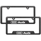For AUDI Carbon Fiber Look License Plate Frame ABS X2