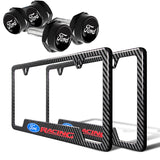Ford Racing 2 pcs Carbon Fiber Look High Quality ABS License Plate Frames with Caps Bolt Screw Set New