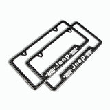 JEEP 2 pcs Carbon Fiber Look High Quality ABS License Plate Frames with Caps Bolt Screw Set