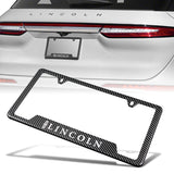 Lincoln 2 pcs Carbon Fiber Look High Quality ABS License Plate Frames with Caps Bolt Screw Set