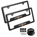 Mugen 2 pcs Carbon Fiber Look High Quality ABS License Plate Frames with Caps Bolt Screw Set