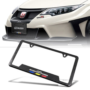 New For MUGEN POWER HONDA Carbon Fiber Look License Plate Frame ABS X1