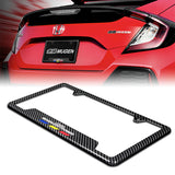Mugen 2 pcs Carbon Fiber Look High Quality ABS License Plate Frames with Caps Bolt Screw Set