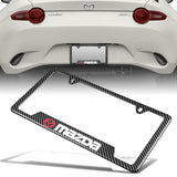 MAZDA 2 pcs Carbon Fiber Look High Quality ABS License Plate Frames with Caps Bolt Screw Set