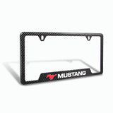 For FORD MUSTANG Carbon Fiber Look License Plate Frame ABS X2