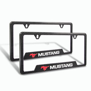 For FORD MUSTANG Carbon Fiber Look License Plate Frame ABS X2