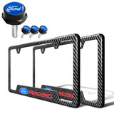 Ford Racing 2 pcs Carbon Fiber Look High Quality ABS License Plate Frames with Caps Bolt Screw Set