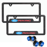 Ford Racing 2 pcs Carbon Fiber Look High Quality ABS License Plate Frames with Caps Bolt Screw Set