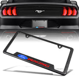Ford Racing 2 pcs Carbon Fiber Look High Quality ABS License Plate Frames with Caps Bolt Screw Set