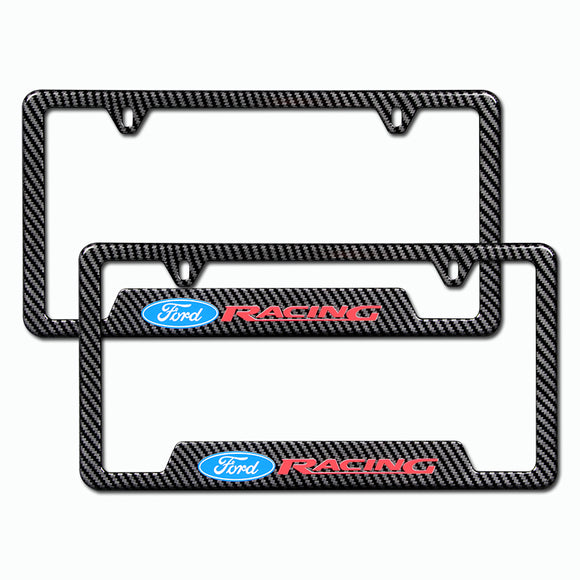 For FORD RACING Carbon Fiber Look License Plate Frame ABS X2