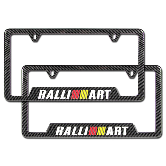For RALLIART MITSUBISHI Carbon Fiber Look License Plate Frame ABS X2