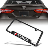 TRD 2 pcs Carbon Fiber Look High Quality ABS License Plate Frames with Caps Bolt Screw Set