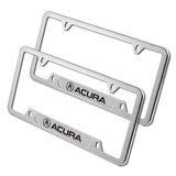 ACURA Stainless Steel Silver Metal License Plate Frame 2PCS For MDX RDX TSX TL with Caps Bolt SET
