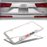 2PCS Set AUDI Stainless Steel License Plate Frame NEW Silver Metal