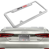 AUDI Stainless Steel Silver Metal License Plate Frame 2 PCS NEW with Caps Bolt SET