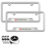 MERCEDES-BENZ Stainless Steel License Plate Frame 2pcs Brand New with Caps Bolt SET