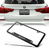 BMW Black Stainless Steel Metal License Plate Frame New 2pcs