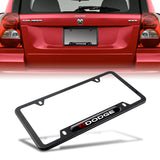 DODGE Black Stainless Steel License Plate Frame 2pcs with Caps Bolt Brand New SET
